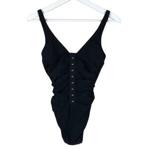 PROFILE BY GOTTEX Black Bel Air Swimsuit One Piece Size 6 NWT Embellished Summer